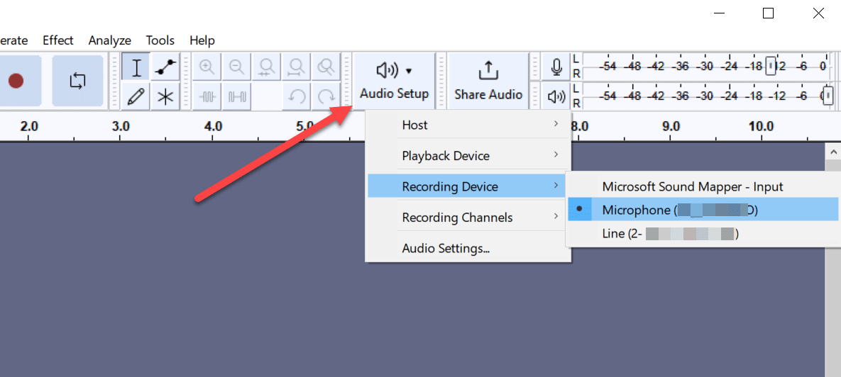 select microphone for recording