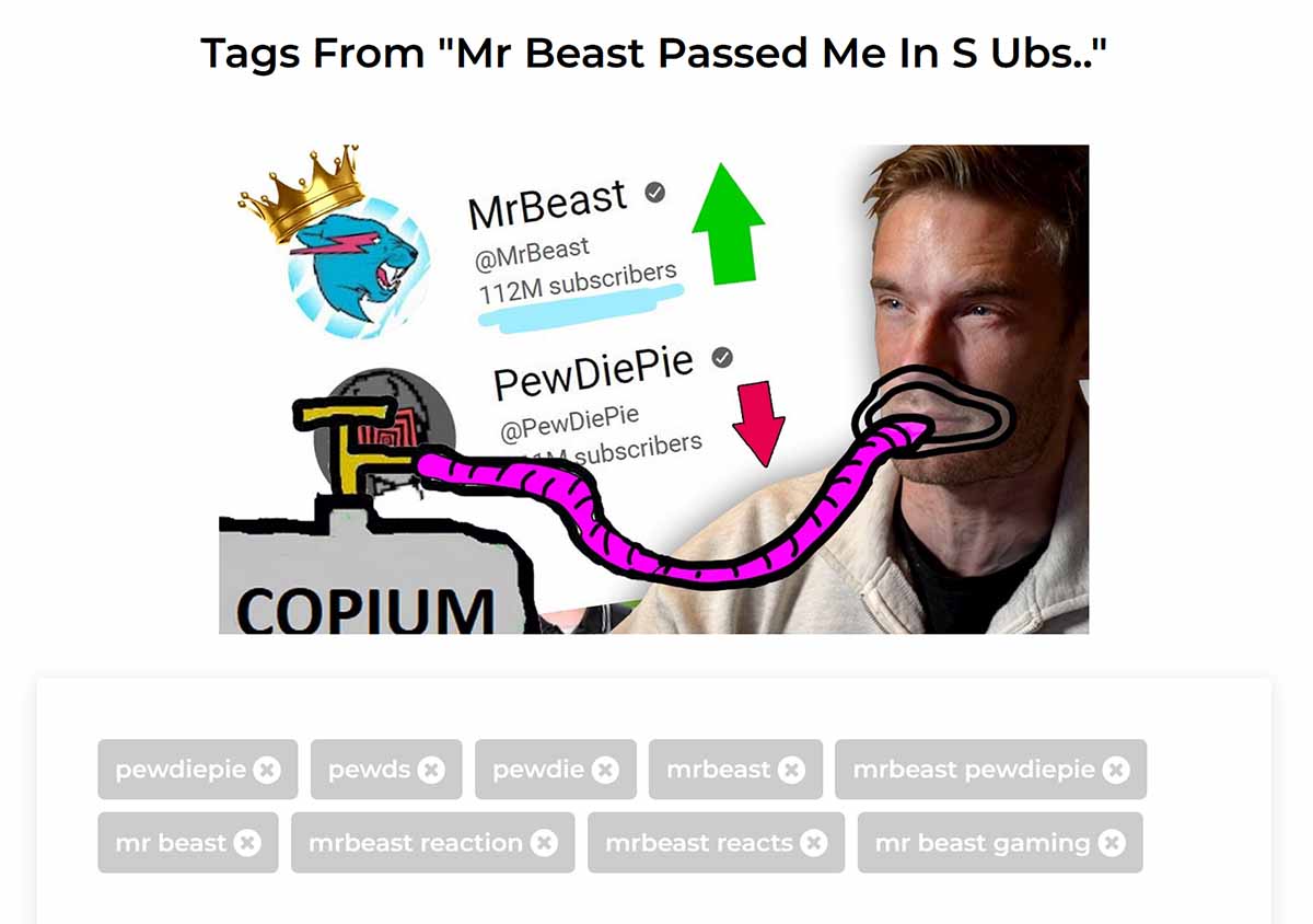 PewDiePie video tags