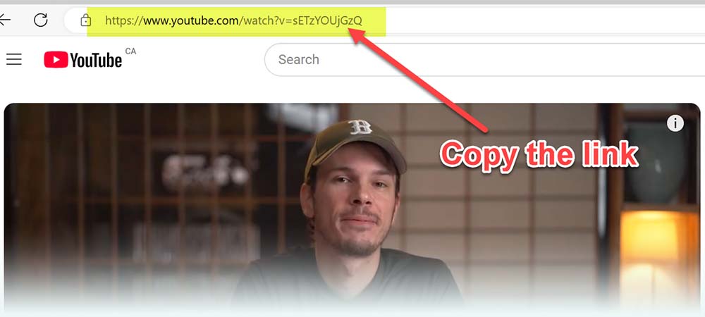 copy youtube video link