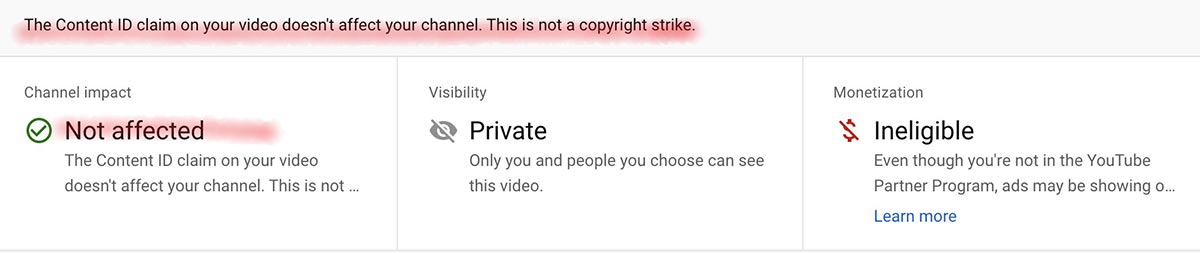 Copyright claim example