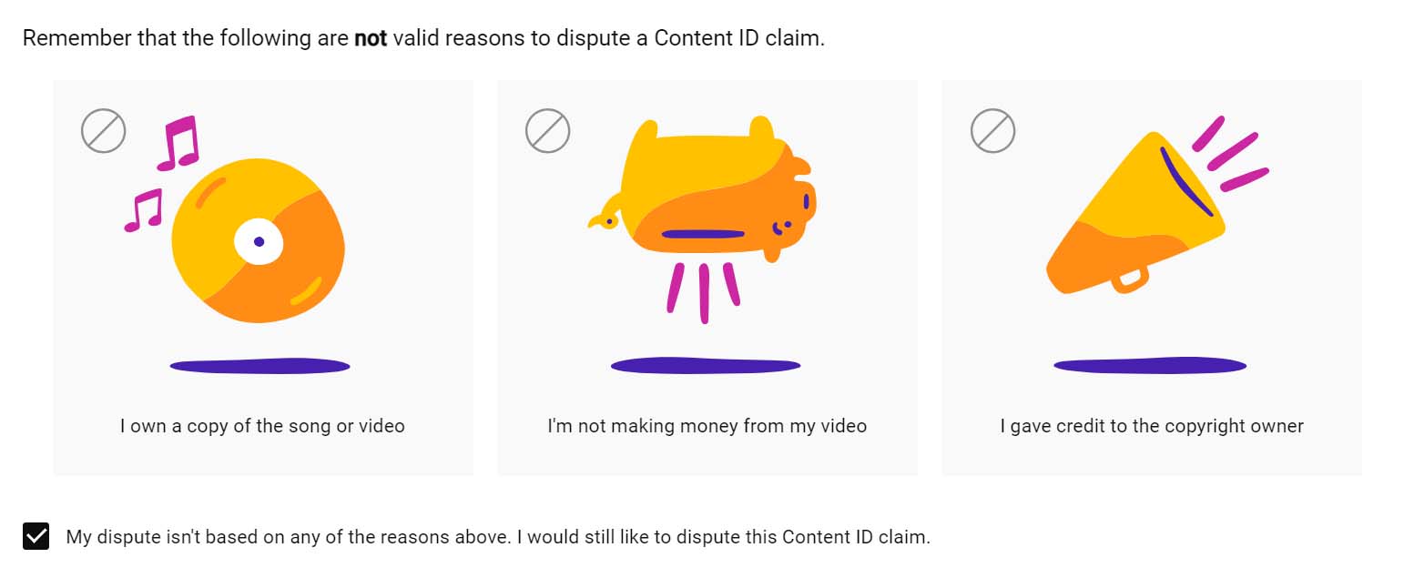 wrong reasons for disputing copyright claims