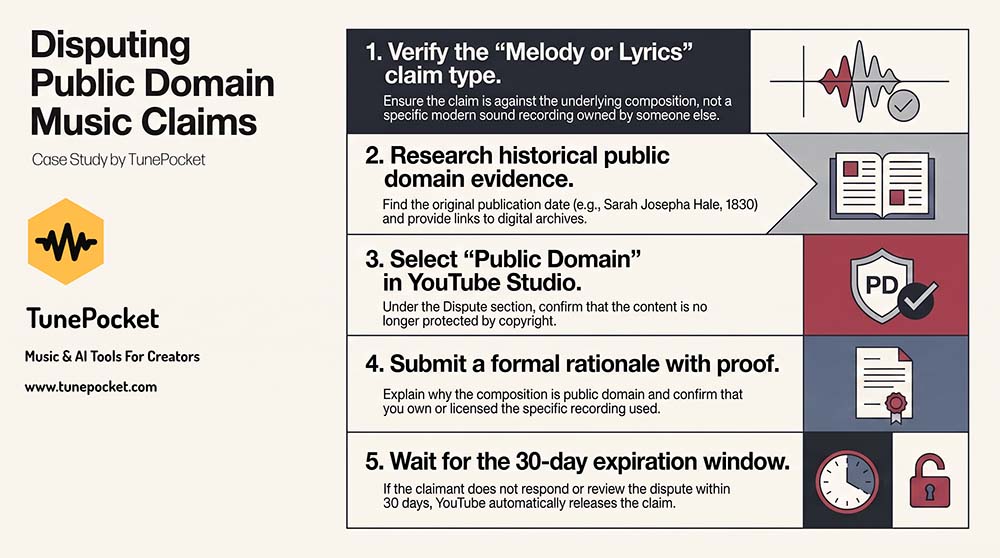how to dispute false claims on youtube for public domain melodies