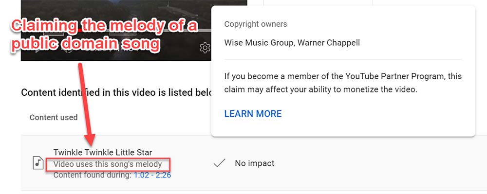 false copyright claim example