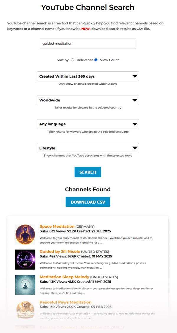 tunepocket youtube-channel  search results-web screenshot
