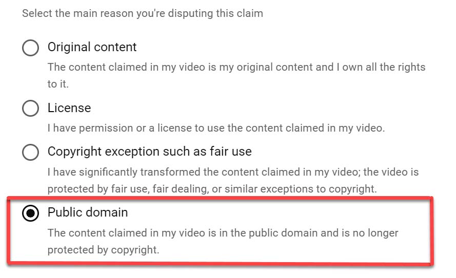 copyright claim dispute reason