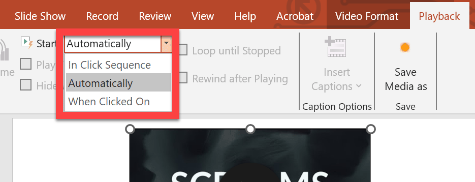 powerpoint video playback options